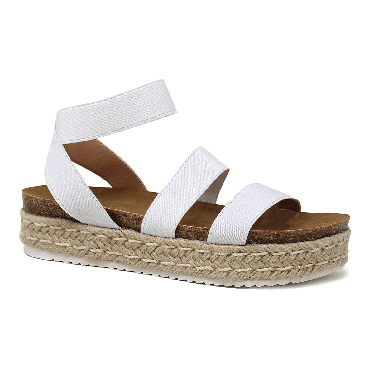 Womens Chiara-10 Elastic Ankle Strap Open Toe Sandals Espadrille Platform  Sandal